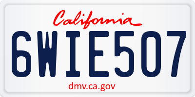 CA license plate 6WIE507