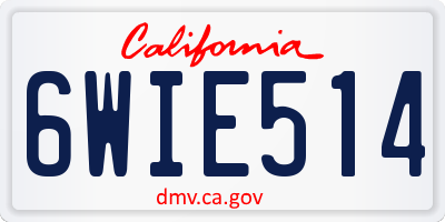 CA license plate 6WIE514