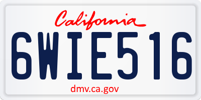 CA license plate 6WIE516