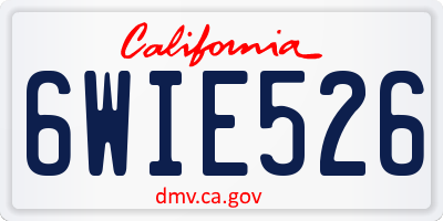 CA license plate 6WIE526