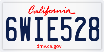 CA license plate 6WIE528