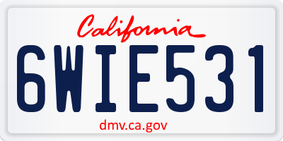 CA license plate 6WIE531