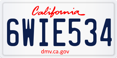 CA license plate 6WIE534