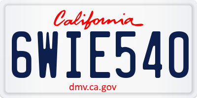 CA license plate 6WIE540