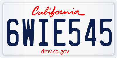 CA license plate 6WIE545