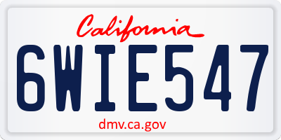 CA license plate 6WIE547