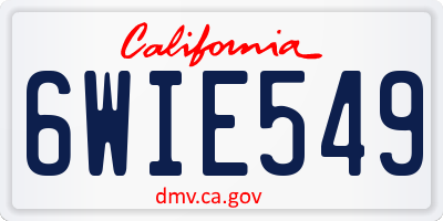 CA license plate 6WIE549