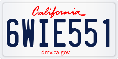 CA license plate 6WIE551