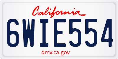 CA license plate 6WIE554
