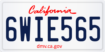 CA license plate 6WIE565