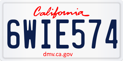 CA license plate 6WIE574