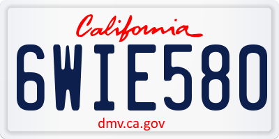 CA license plate 6WIE580