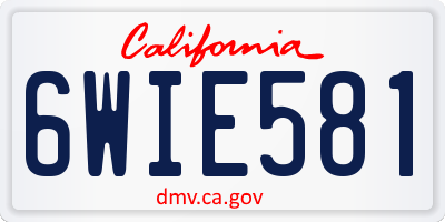 CA license plate 6WIE581