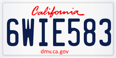 CA license plate 6WIE583
