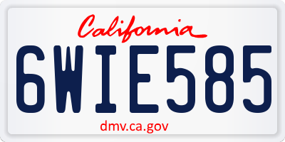 CA license plate 6WIE585