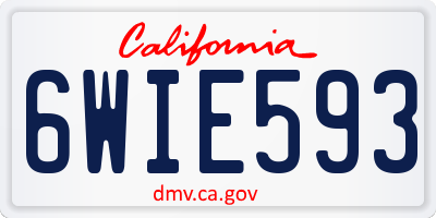 CA license plate 6WIE593