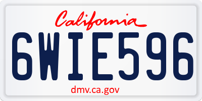 CA license plate 6WIE596