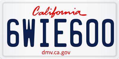 CA license plate 6WIE600
