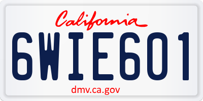 CA license plate 6WIE601