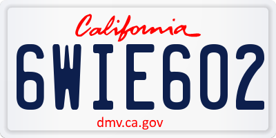CA license plate 6WIE602