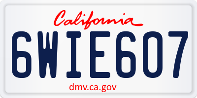 CA license plate 6WIE607