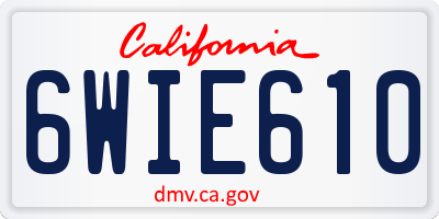 CA license plate 6WIE610