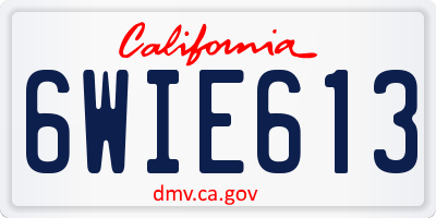 CA license plate 6WIE613