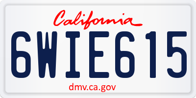 CA license plate 6WIE615