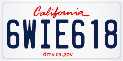 CA license plate 6WIE618
