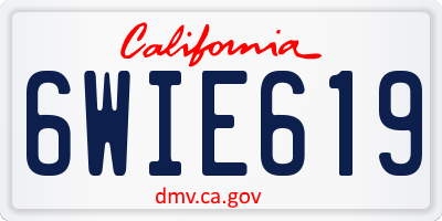 CA license plate 6WIE619