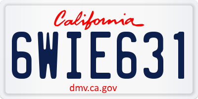 CA license plate 6WIE631