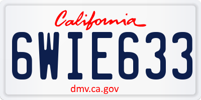 CA license plate 6WIE633