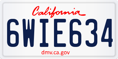 CA license plate 6WIE634