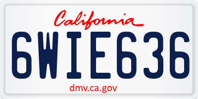 CA license plate 6WIE636