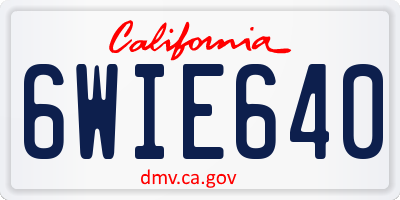 CA license plate 6WIE640