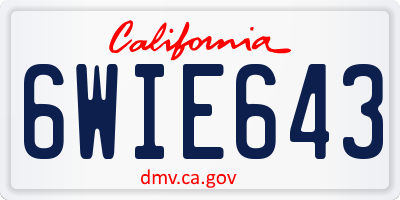 CA license plate 6WIE643