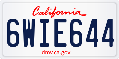 CA license plate 6WIE644