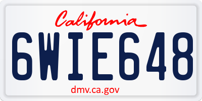 CA license plate 6WIE648
