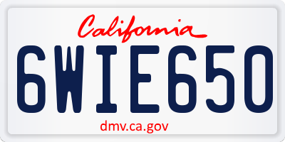 CA license plate 6WIE650