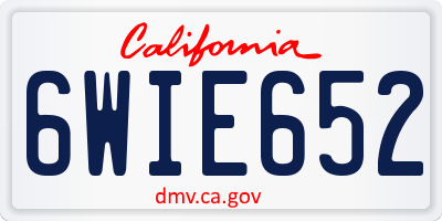 CA license plate 6WIE652