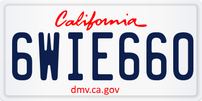 CA license plate 6WIE660
