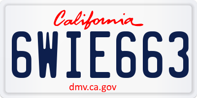 CA license plate 6WIE663