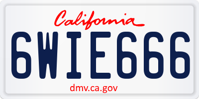 CA license plate 6WIE666