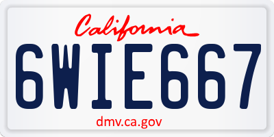 CA license plate 6WIE667