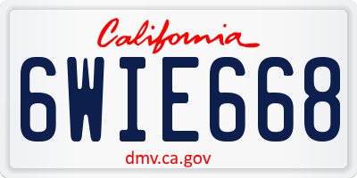 CA license plate 6WIE668