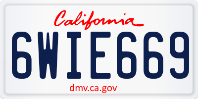 CA license plate 6WIE669