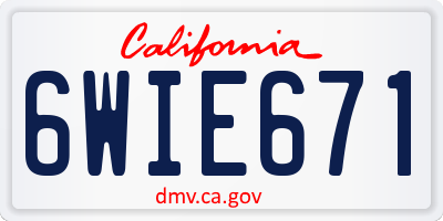 CA license plate 6WIE671