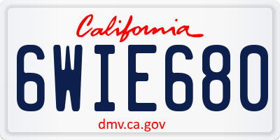 CA license plate 6WIE680