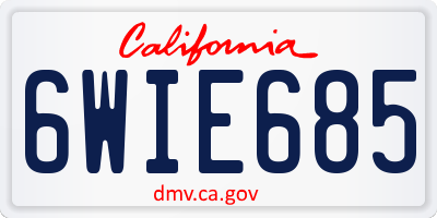 CA license plate 6WIE685