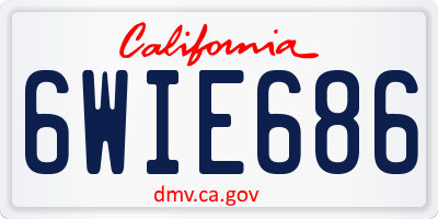 CA license plate 6WIE686
